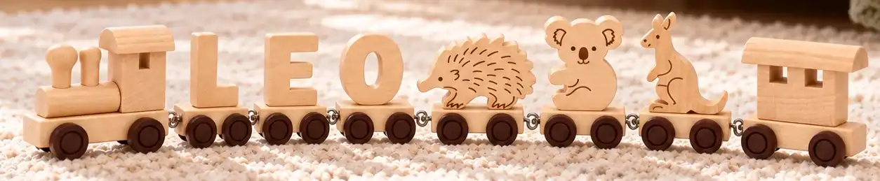 wooden name train